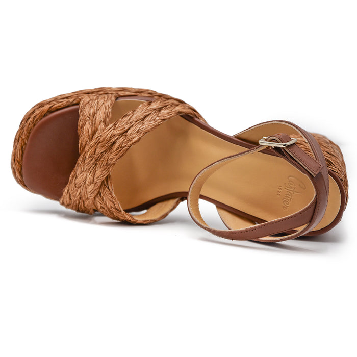 Sandali Castañer Donna Valeriette In Rafia Marrone Cioccolato