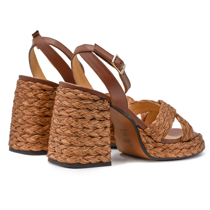 Sandali Castañer Donna Valeriette In Rafia Marrone Cioccolato