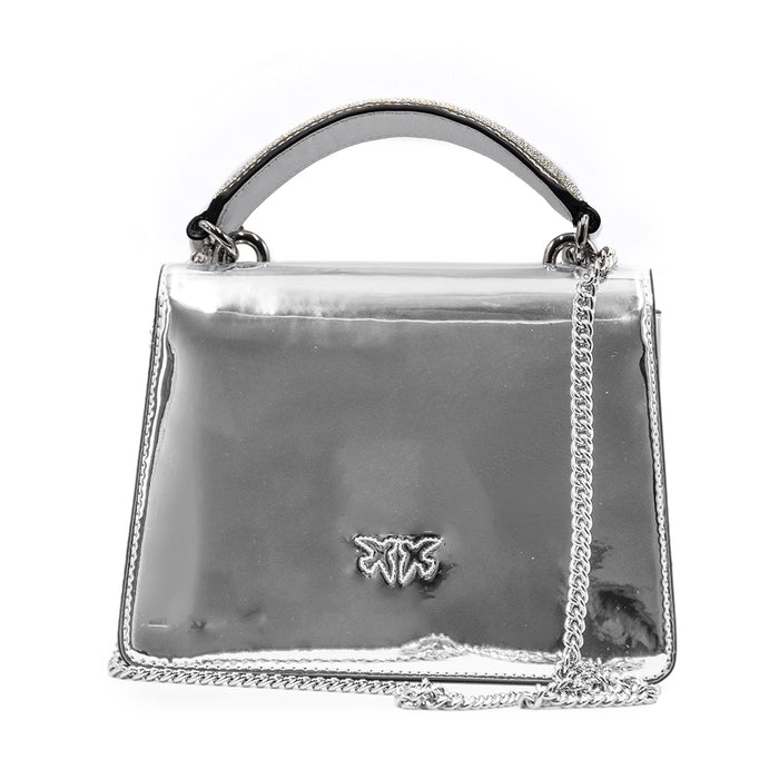 Pinko Silver Mini Love Bag Buckle With Rhinestone Pavè