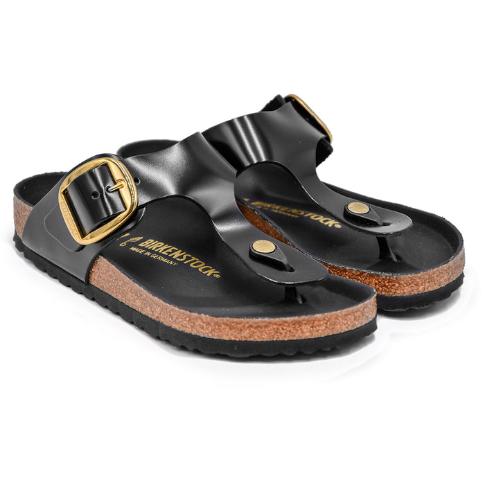 Sandali Birkenstock Infradito Gizeh Finitura Laccata Nero Donna