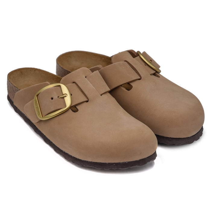 Sabot Birkenstock Boston Donna Look Naturale E Rustico Beige