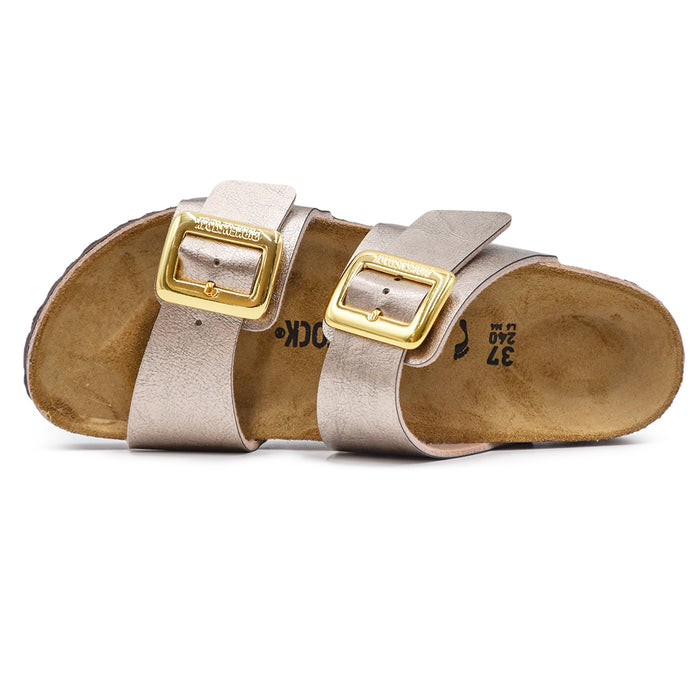 Sandali Donna Birkentsock Sydney Taupe Con Ardiglioni Oro