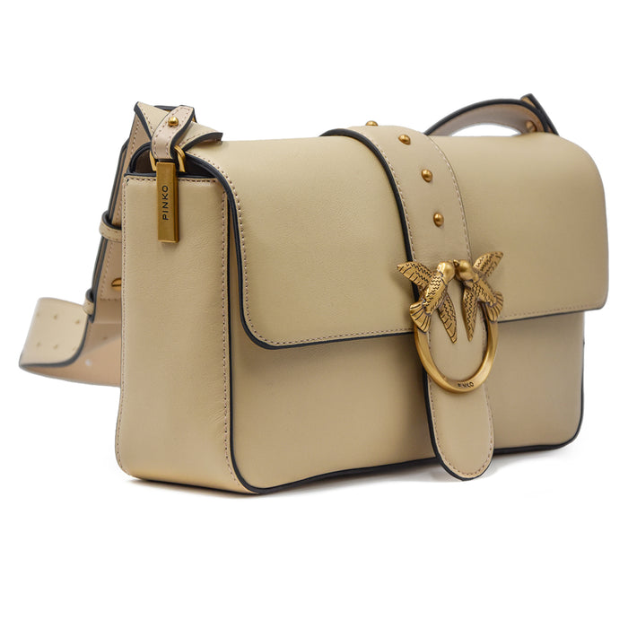 Borsa Donna Pinko Love Bag Slouchy Con Tracolla Beige Iconico