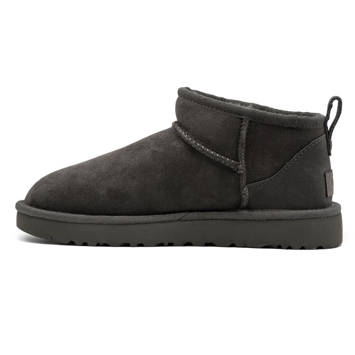 Ultra Mini Ugg Grigio Donna Stivaletti Con Bordo Asimmetrico