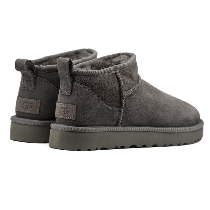 Ultra Mini Ugg Grigio Donna Stivaletti Con Bordo Asimmetrico