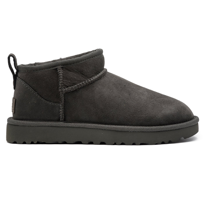 Ultra Mini Ugg Grigio Donna Stivaletti Con Bordo Asimmetrico