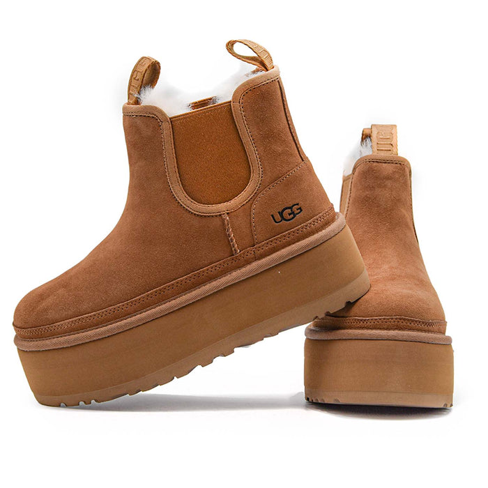 Ugg Neumel Platform Chestnut Godet Ankle Boots For Women's Entry