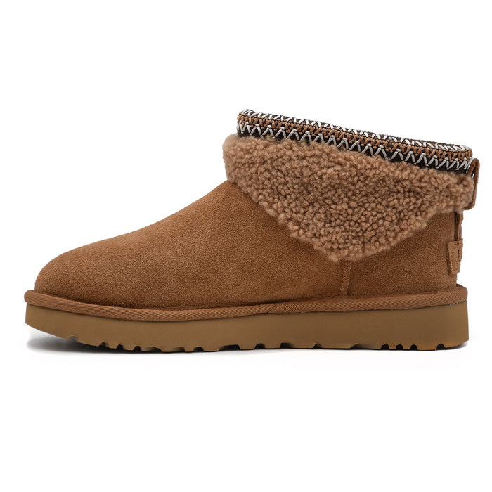 Ugg Maxi Curly Ultra Mini Donna Stivaletti Tabacco E UGGbraid