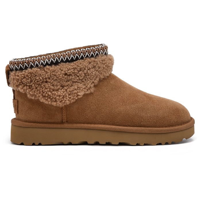 Ugg Maxi Curly Ultra Mini Donna Stivaletti Tabacco E UGGbraid