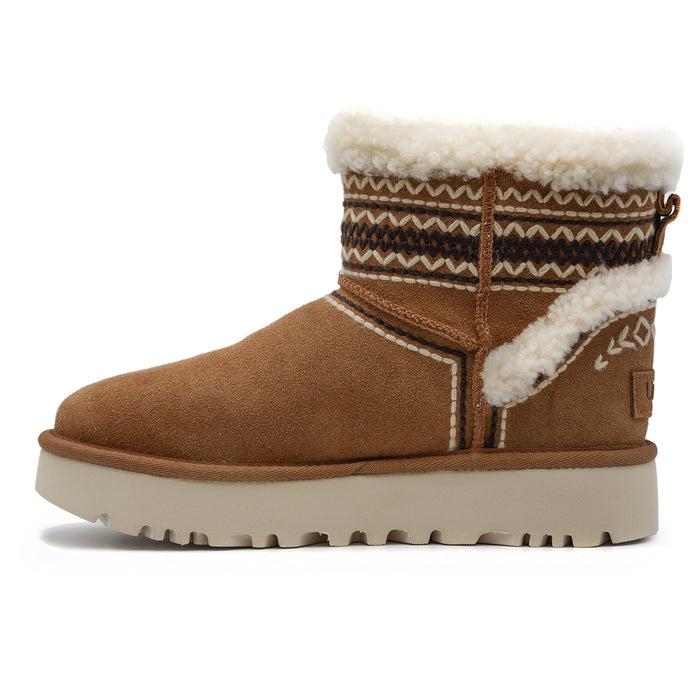 Stivaletti Ugg Mini Atherson Tabacco Donna Dal Montone Arricciato