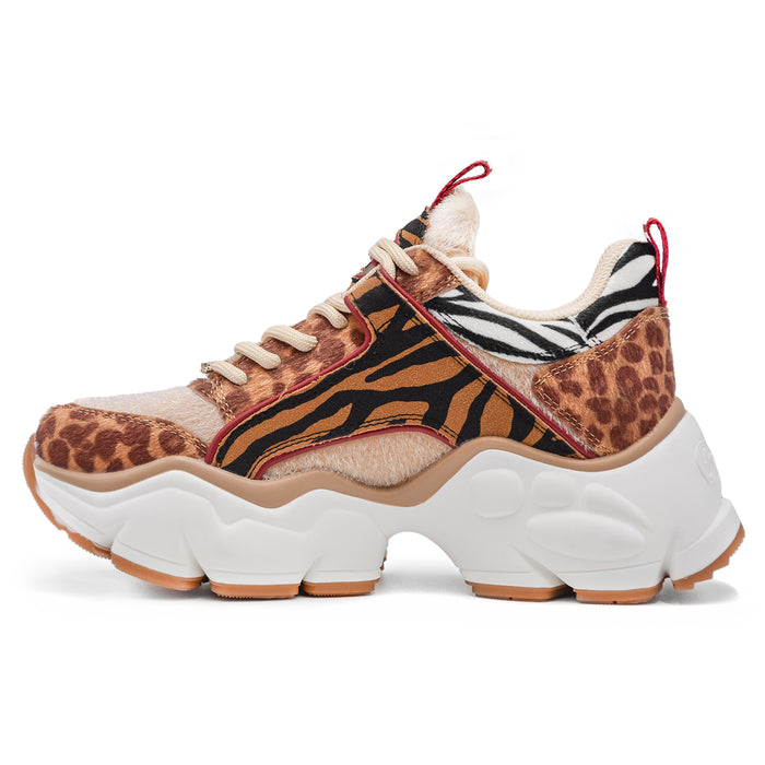 Sneakers Buffalo Marrone Animalier Glam Donna Design Di Tendenza