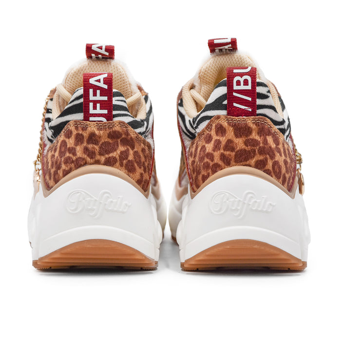 Sneakers Buffalo Marrone Animalier Glam Donna Design Di Tendenza