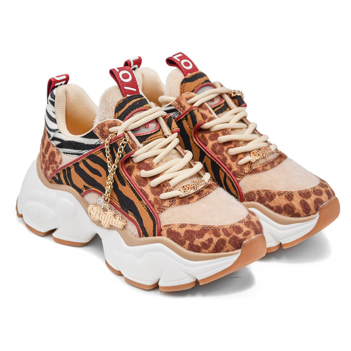 Sneakers Buffalo Marrone Animalier Glam Donna Design Di Tendenza