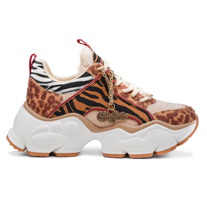 Sneakers Buffalo Marrone Animalier Glam Donna Design Di Tendenza