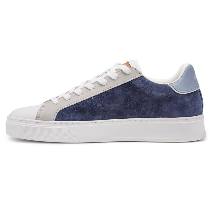 Sneakers Uomo Crime Blade Blu Mix In Camoscio E Pelle Bianco