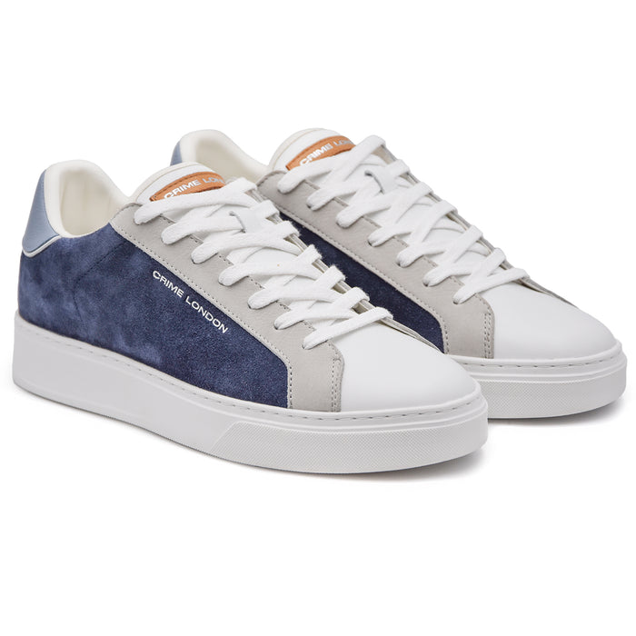 Sneakers Uomo Crime Blade Blu Mix In Camoscio E Pelle Bianco