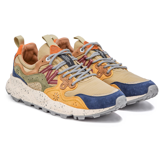 Sneakers Flower Mountain Blu Beige Costruzione Overlapping Uomo