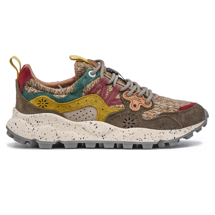 Flower Mountain Donna Sneakers Marrone Woolen Knit Nella Tomaia