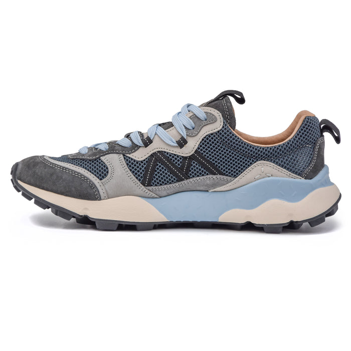 Flower Mountain Uomo Sneakers LENZAN Grigie Con Dettagli Celesti