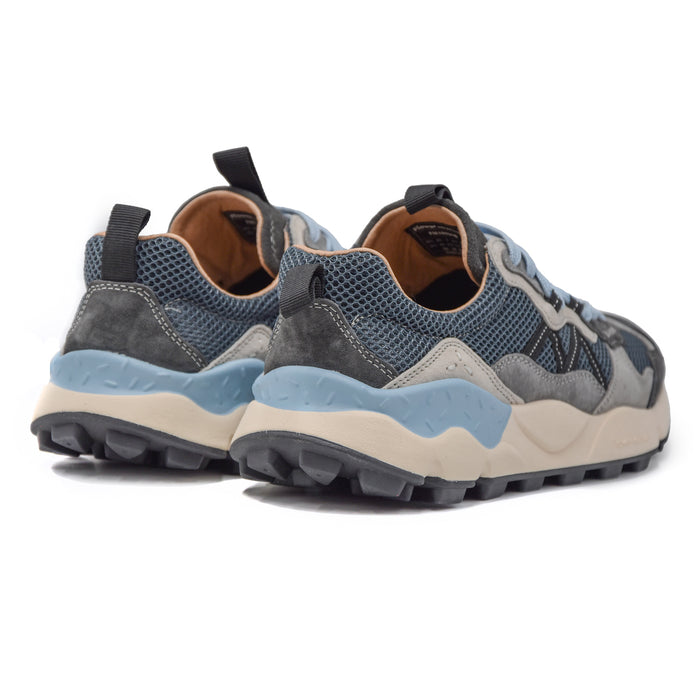 Flower Mountain Uomo Sneakers LENZAN Grigie Con Dettagli Celesti