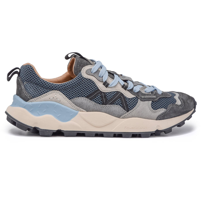 Flower Mountain Uomo Sneakers LENZAN Grigie Con Dettagli Celesti