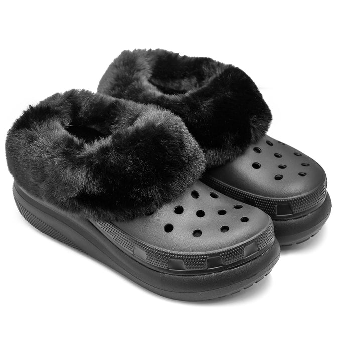 Crocs Donna Nero Furever Crush Sabot Comodità Ancora Maggiore