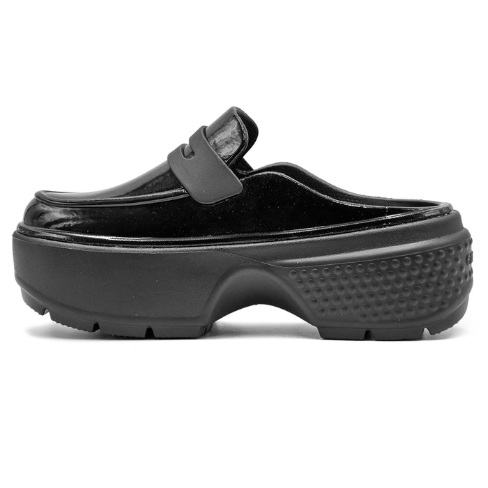 Crocs Stomp High Shine Sabot Lucido Nero Donna Sostegno Croslite