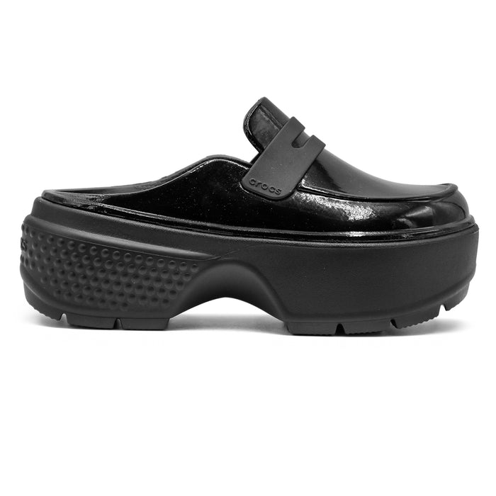 Crocs Stomp High Shine Sabot Lucido Nero Donna Sostegno Croslite