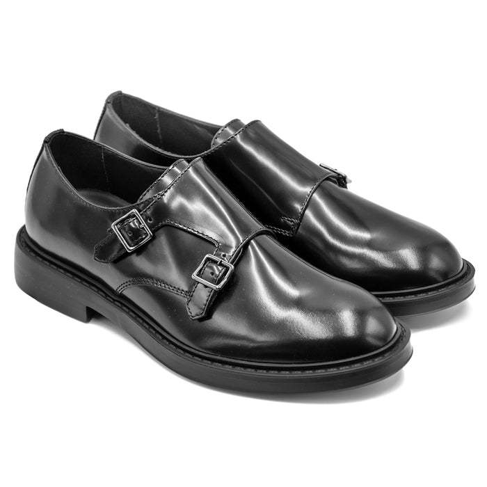 Monk Strap Men Black Character Decisive Double Buckle Riccardo P.