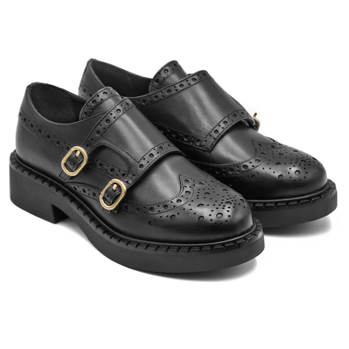 Twinset Monk Strap Oxford Nero Con Dettaglio Traforato Donna