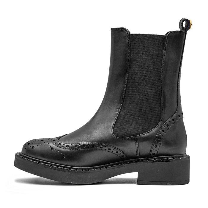 Twinset Stivaletti Donna Nero Elegante Motivo Brogue In Punta