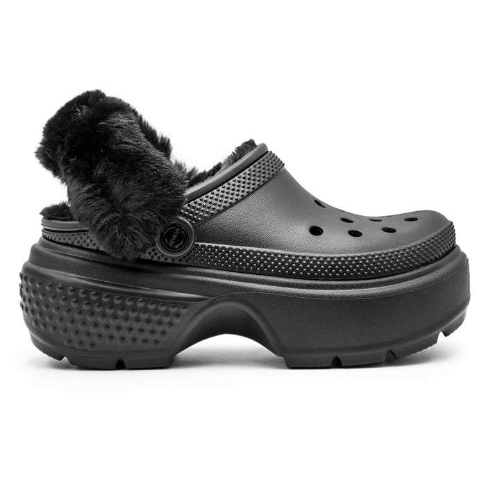 Crocs Nero Stomp Lined Clog Donna Suola Con Design Capocorda