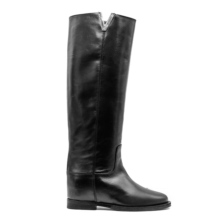 Black Boots Via Roma 15 Best Seller Logo Silver Variant Women