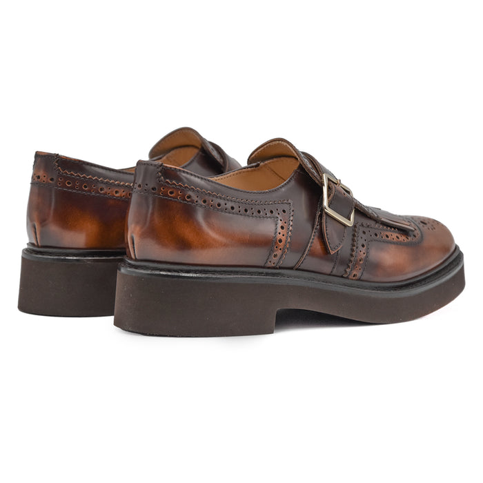 Doucal's Donna Cognac Monk Strap Classica Con Fibbia Laterale