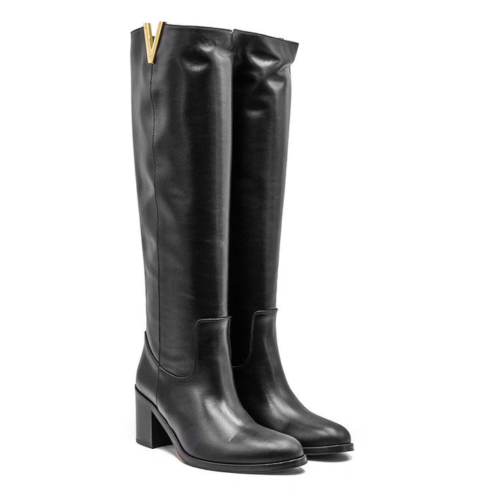 Via Roma 15 Women's Black Boots With Heel Practical And Comfortable