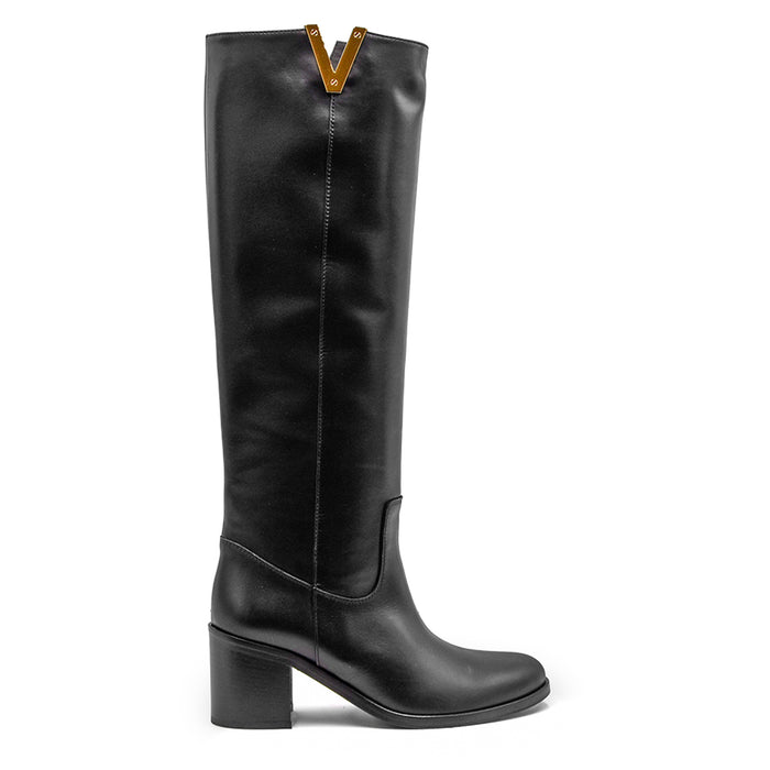 Via Roma 15 Women's Black Boots With Heel Practical And Comfortable