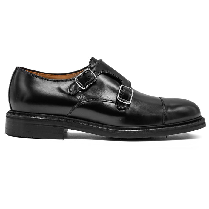 Berwick 1707 Monk Strap Nero Uomo Doppia Fibbia E Punta Dritta