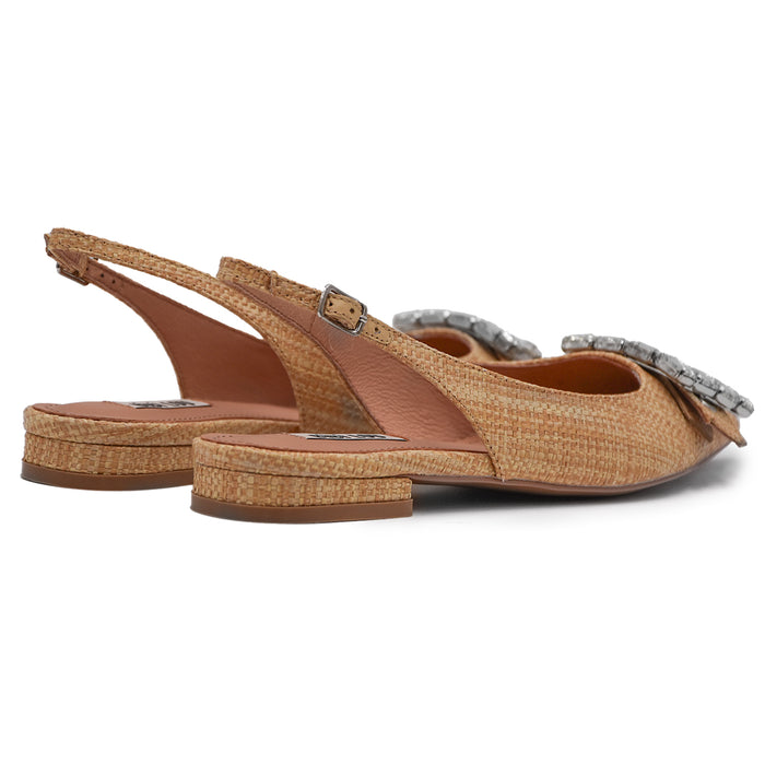 Bibi Lou Chanel Mia Flat Beige In Elegant Woven Raffia