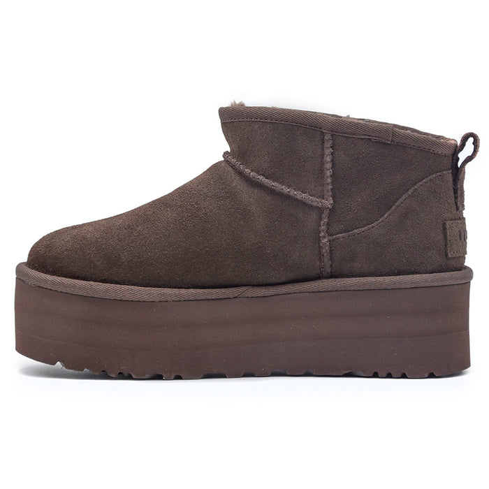 Ugg Ultra Mini Platform Ankle Boots Brown Asymmetric Edge Women