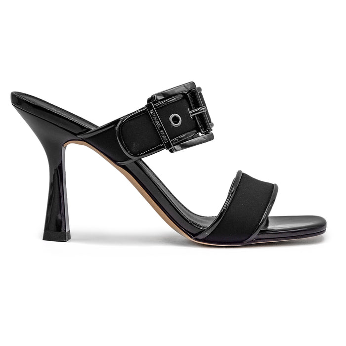 Michael Kors Colby Heeled Black Women's Sandals With Grooved Heel