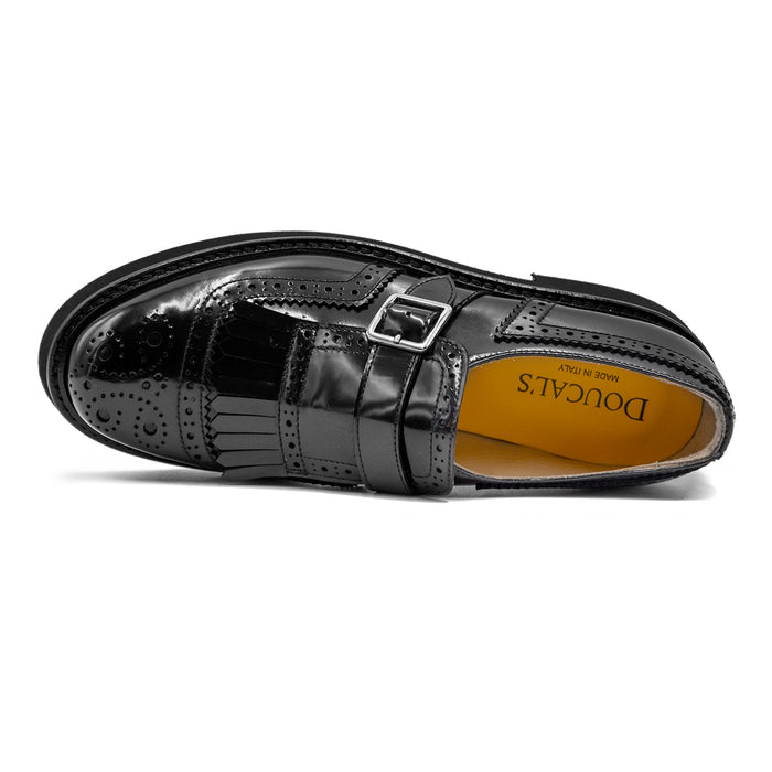 Doucal's Donna Lucido Nero Monk Strap L'Elegante Made In Italy