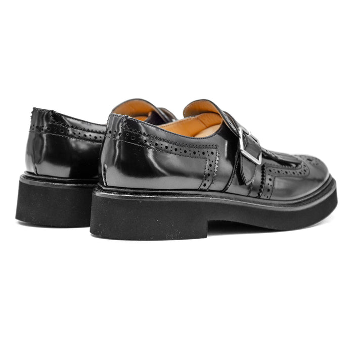 Doucal's Donna Lucido Nero Monk Strap L'Elegante Made In Italy