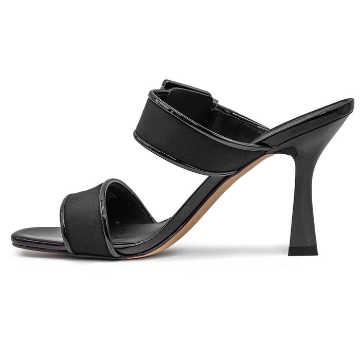 Michael Kors Colby Heeled Black Women's Sandals With Grooved Heel