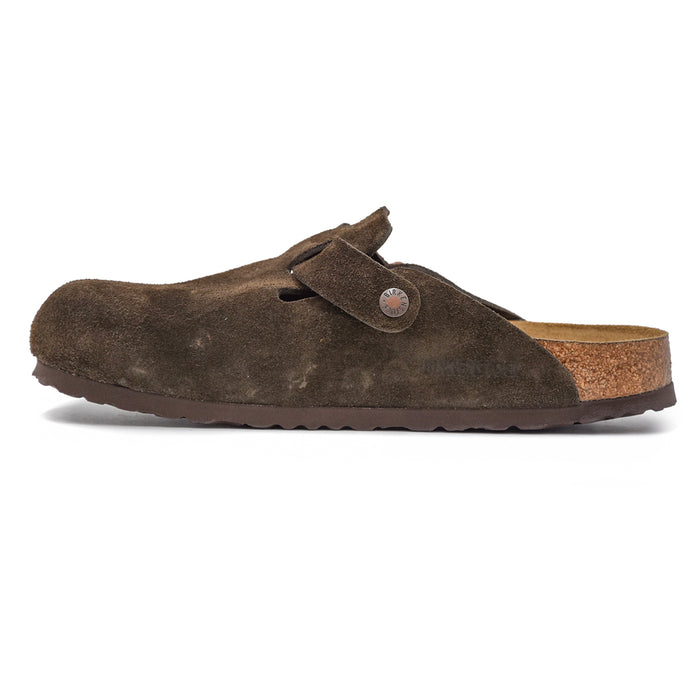 Sabot Birkenstock Boston Uomo In Camoscio Mocca Plantare Soft