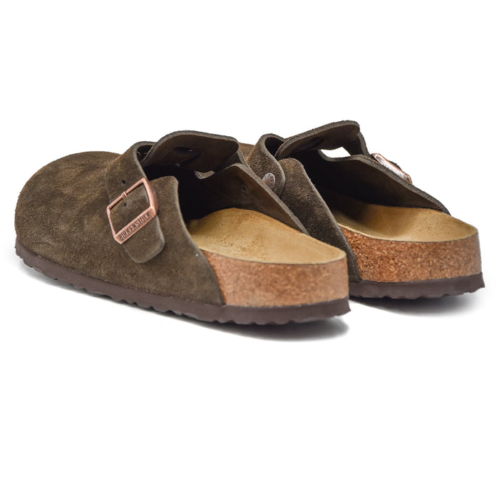 Sabot Birkenstock Boston Uomo In Camoscio Mocca Plantare Soft