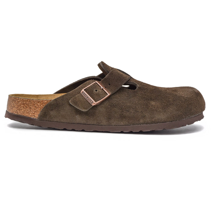 Sabot Birkenstock Boston Uomo In Camoscio Mocca Plantare Soft