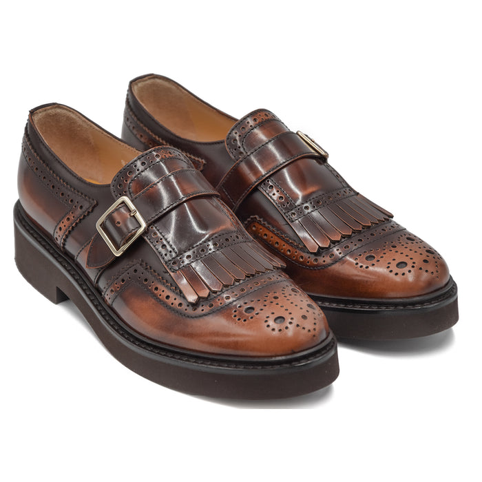 Doucal's Donna Cognac Monk Strap Classica Con Fibbia Laterale