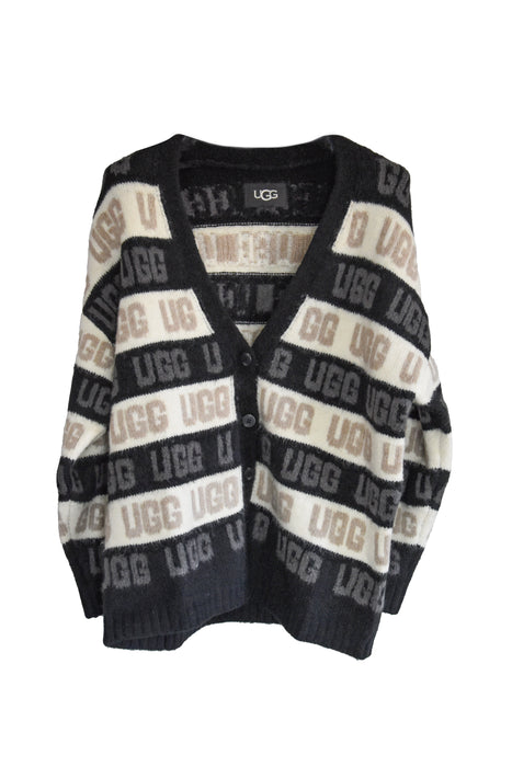 Cardigan Ugg Graphic Bianco E Nero Donna Impreziosito Dal Logo