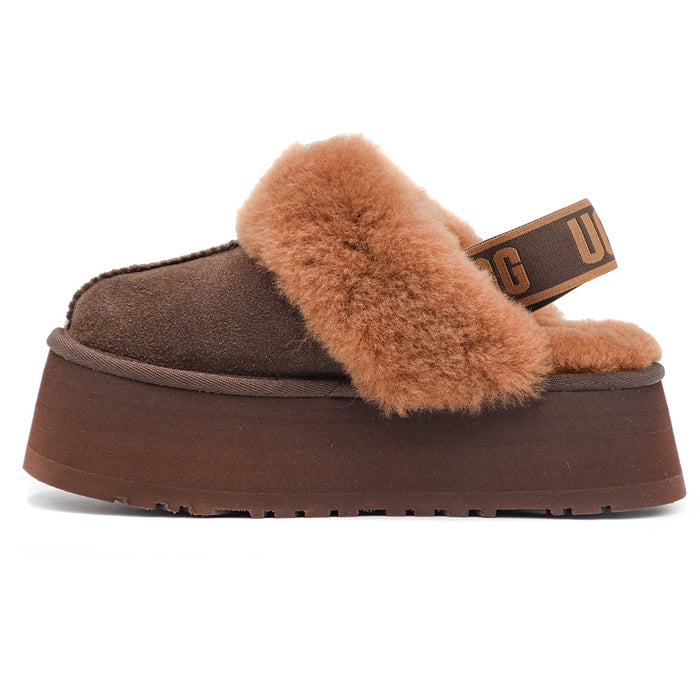 Ugg Funkette Sabot  Donna Camoscio Con Plateau A Strati Marrone