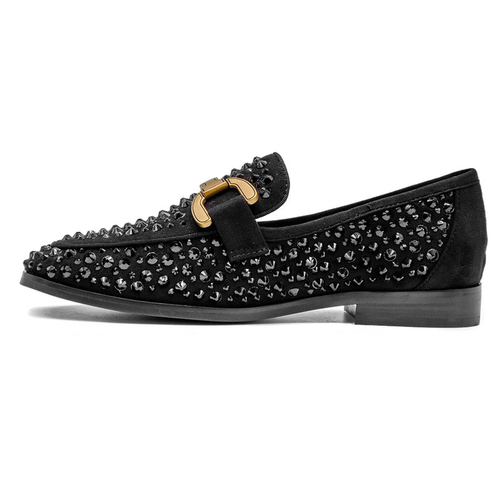 Bibi Lou Mocassini Vela Loafer Nero Con Strass Tono Su Tono Donna